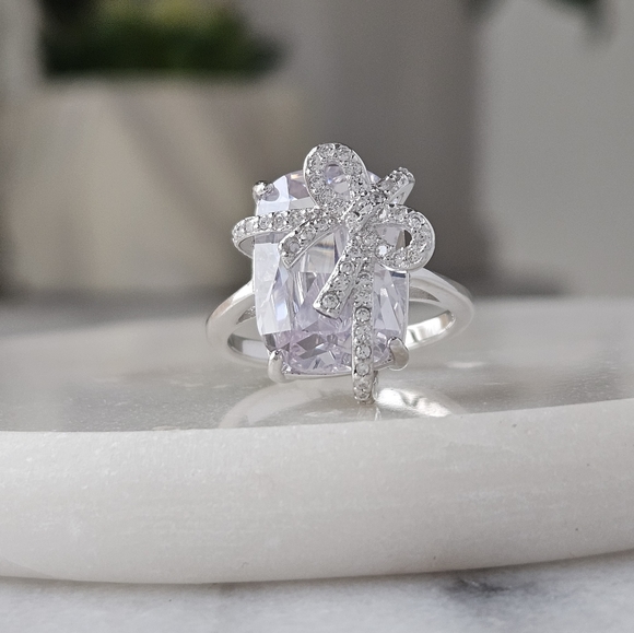 Deluxe Bow Ring, 925 Sterling Silver Charmed Aroma Bow Collection - Picture 4 of 5